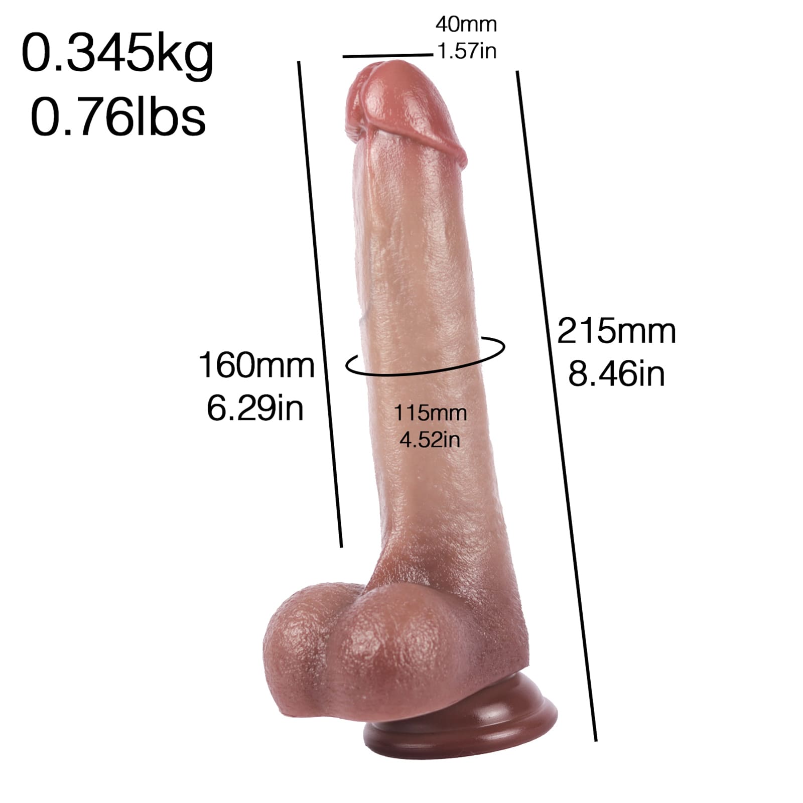 Michael 8.5in Silicone Suction Cup Thin Dildo