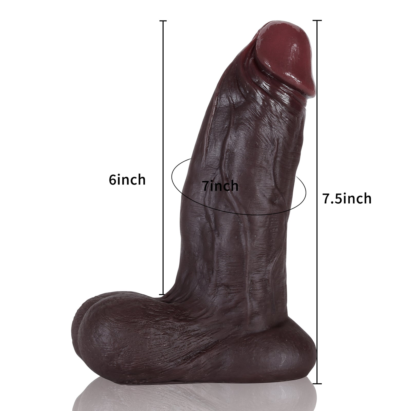 RidingX Vincent 7.5in Realistic Black Vibrating Dildo With Lifelike Balls