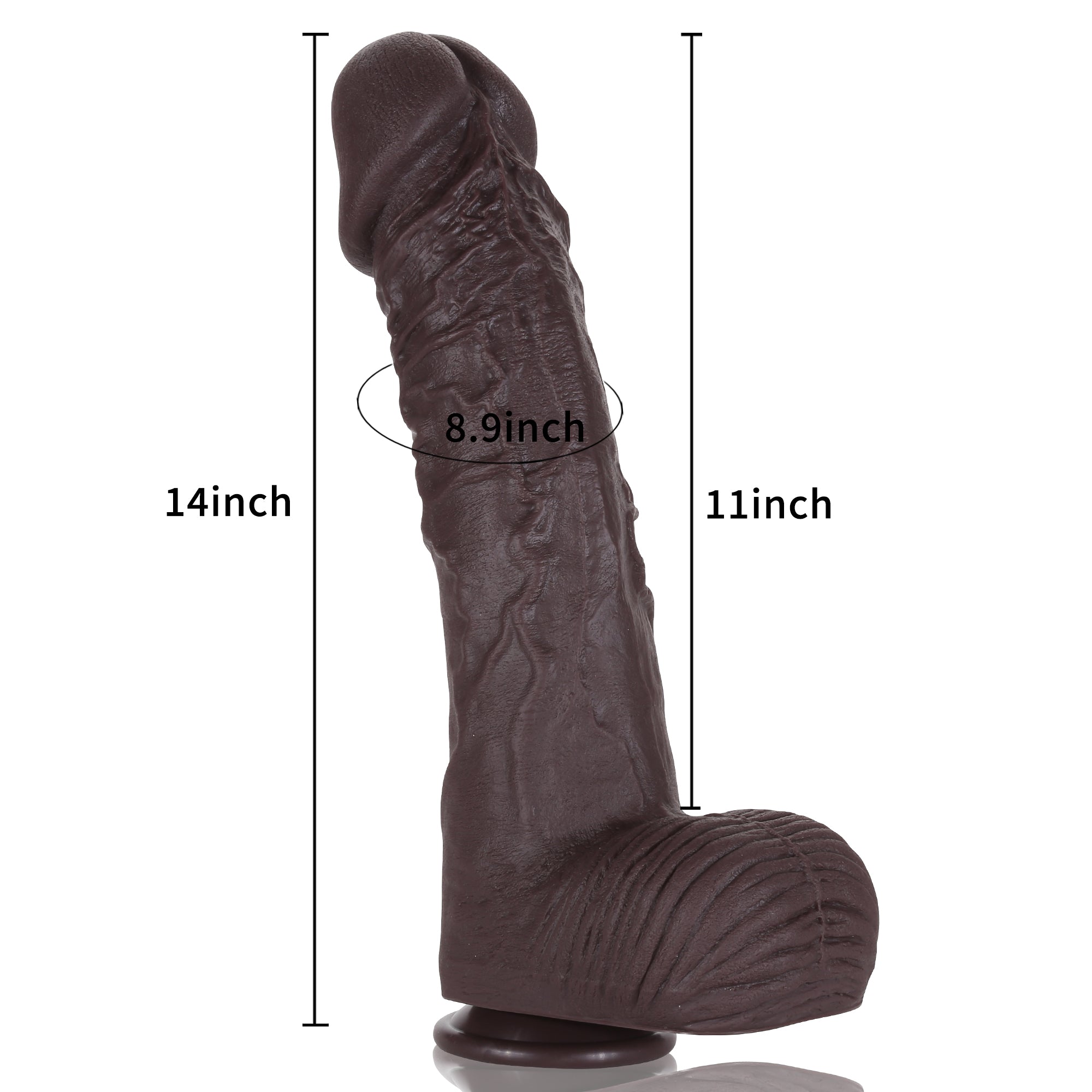 Tony 14 inch Black Big Realistic Dildo Dual Density Huge Dildo Unisex